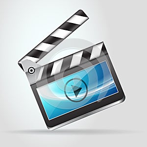 Open movie slate clapperboard icon