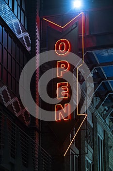 Open neon sign