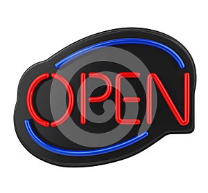 Open Neon Sign Isolated