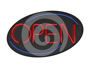 Open Neon Sign Isolated