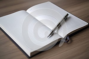 Open notebook blank pen closeup. Generate Ai