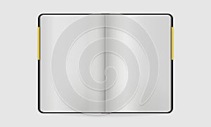 Open Notebook with Bookmarked Page | Vector Mock U