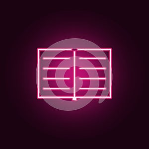 open notebook icon. Elements of web in neon style icons. Simple icon for websites, web design, mobile app, info graphics