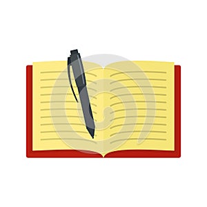 Open notebook icon, flat style