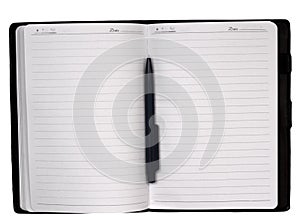 Open notebook isolated on white