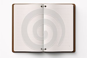 An open notebook isolated on a white background