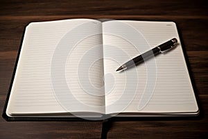 Open notebook pen document closeup. Generate Ai