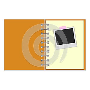 Open notebook with photo