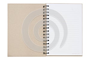 Open notebook, recycled paper