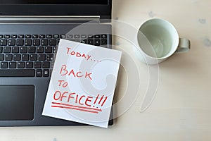 Open notebook with `Today ... back to office` text.