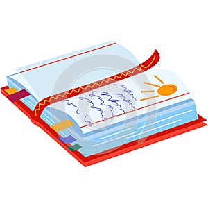 Open notebook vector diary notepad isolated icon
