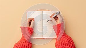 The open notebook with writing..AI generated image