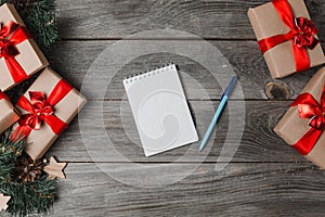 Open Notebook Xmas Gift Boxes Side Arrangement