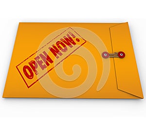 Open Now Yellow Envelope Urgent Critical Information