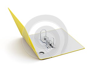 Open office folder with metal rings. 3d rendering.