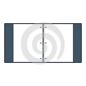 Open office ring binder with paperwork