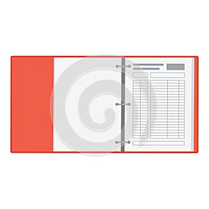 Open office ring binder with paperwork