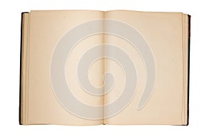 Open old book with empty pages