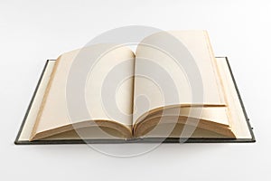 Open old book on white background for mockup