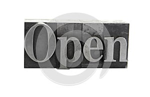 'Open' in old metal type