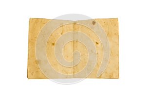 Open old vintage book isolated on white background.