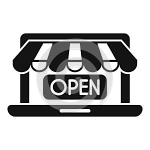 Open online shop locator icon simple vector. Locate geo part photo