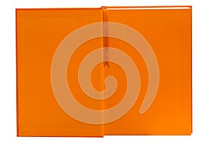 Open orange notebook isolated