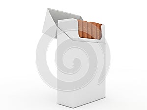 Open pack of cigarettes isolated on white