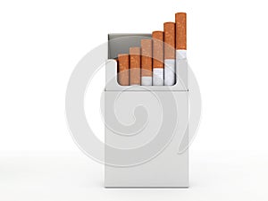 Open pack of cigarettes isolated on white