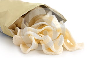 Open packet of prawn crackers