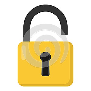 Open Padlock Flat Icon Isolated on White
