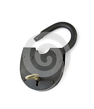 Open padlock and key