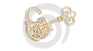 Open padlock and key icon isolated on white background isolated on white background