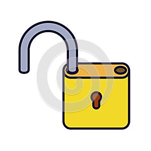 Open padlock lisolated icons