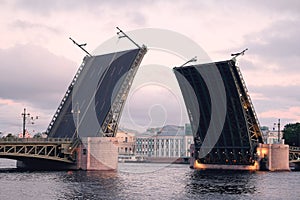 Open Palace bridge from the Neva river