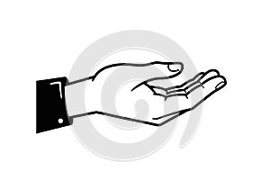 Hand black white clipart.