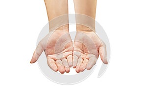 Open palm gesture. on white background