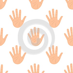 Open Palm Hand Flat Icon Seamless Pattern