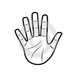 Open Palm Hand Outline Flat Icon on White