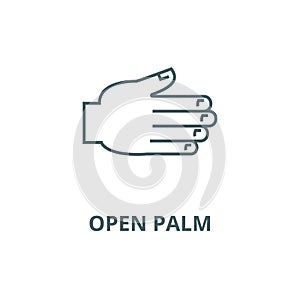 Open palm vector line icon, linear concept, outline sign, symbol