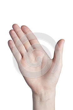 Open palm with waving on white background