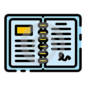 Open paper notebook icon color outline vector