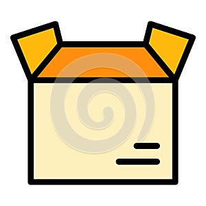 Open parcel box icon color outline vector