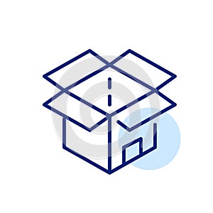 Open a parcel. Cardboard box in 3d. Container for shipping goods. Pixel perfect icon