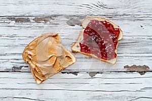 Open Peanut Butter and Strawberry Jelly Sandwich