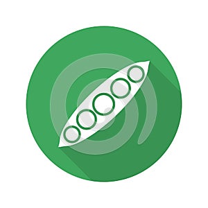 Open peapod flat design long shadow icon