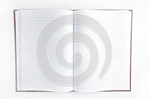 Open personal organizer on white background.photo with copy space