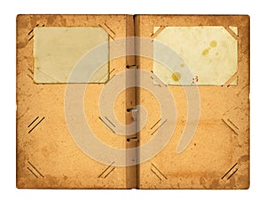 Open photoalbum with ribbon for photos
