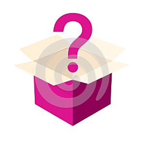 Open pink mystery box icon photo