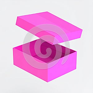 Open Pink Rectangular Box on White Background